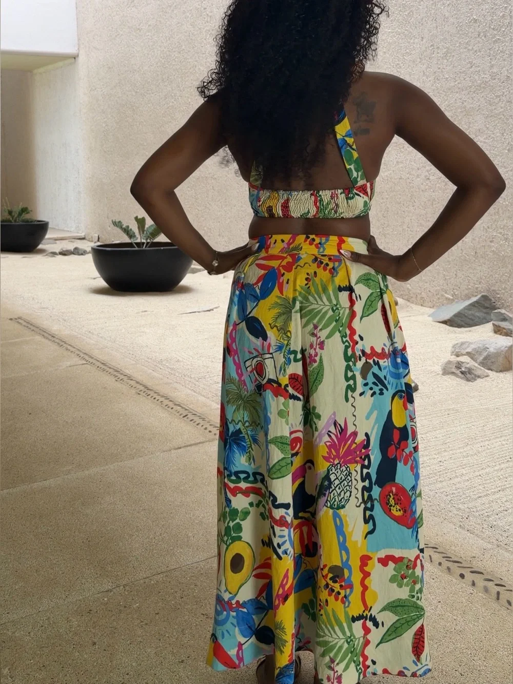 Zara Tropical Floral Print Crop Top & Maxi Skirt Set - Picture 8 of 15